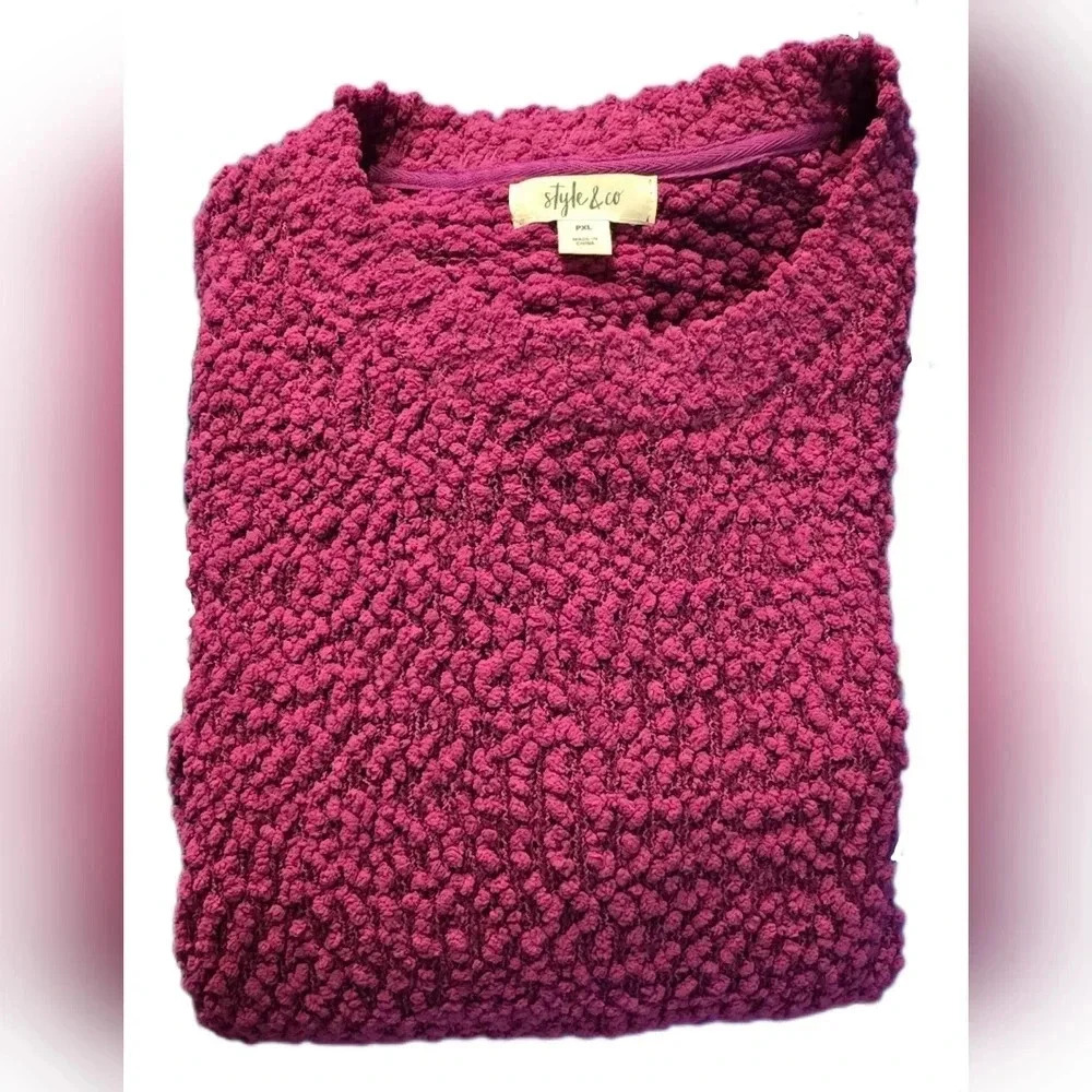 Style & Co, Size Petite XL, Purple Teddy Boucle Chenille Sweater - Picture 12 of 13